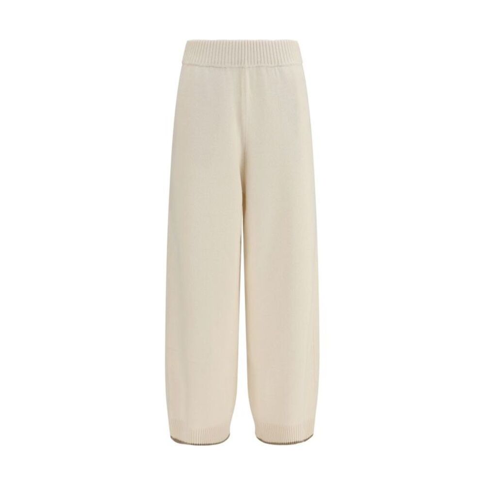 Brunello Cucinelli White Cashmere Casual Women's Pants